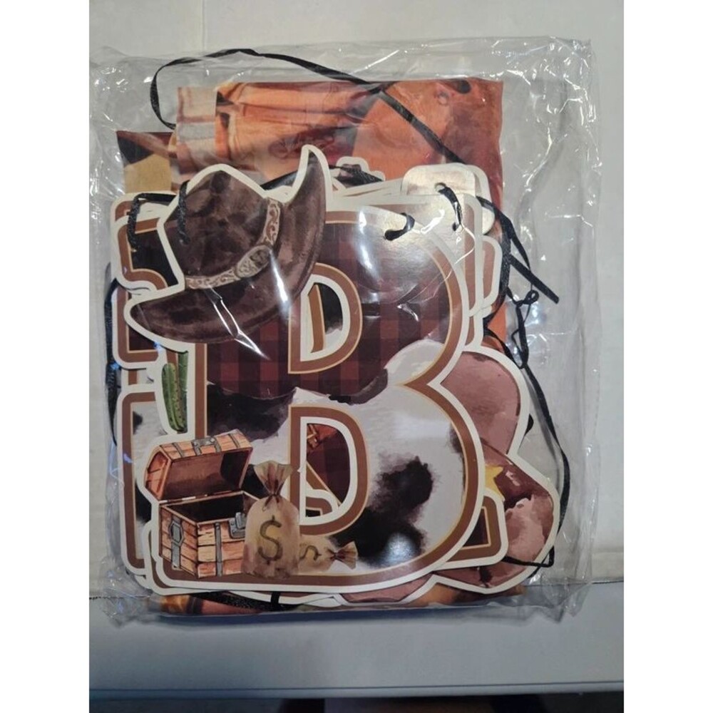 Western Cowboy & Cowgirl Birthday Porch Banner Set with Matching Cutout Garland
